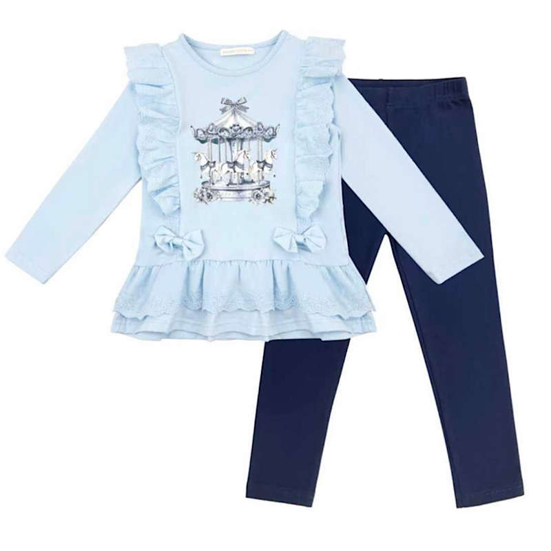 Girls Blue Teddy Legging Set
