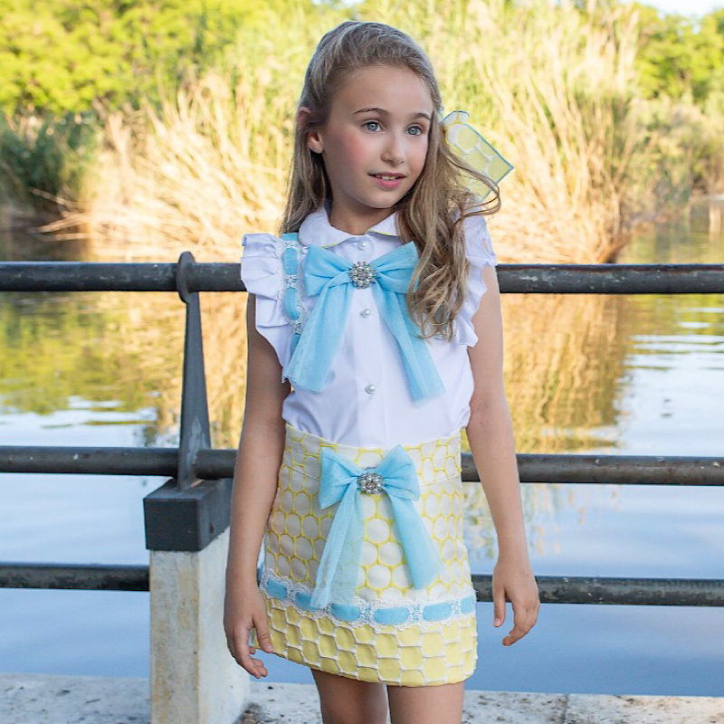 naxos girls lemon skirt set