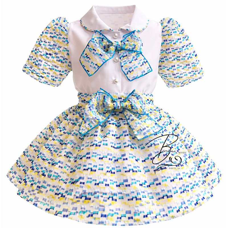 naxos blue skirt set