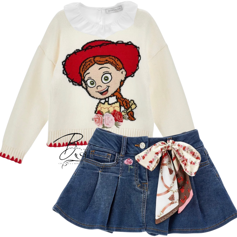 monnalisa jessie denim skirt and jumper