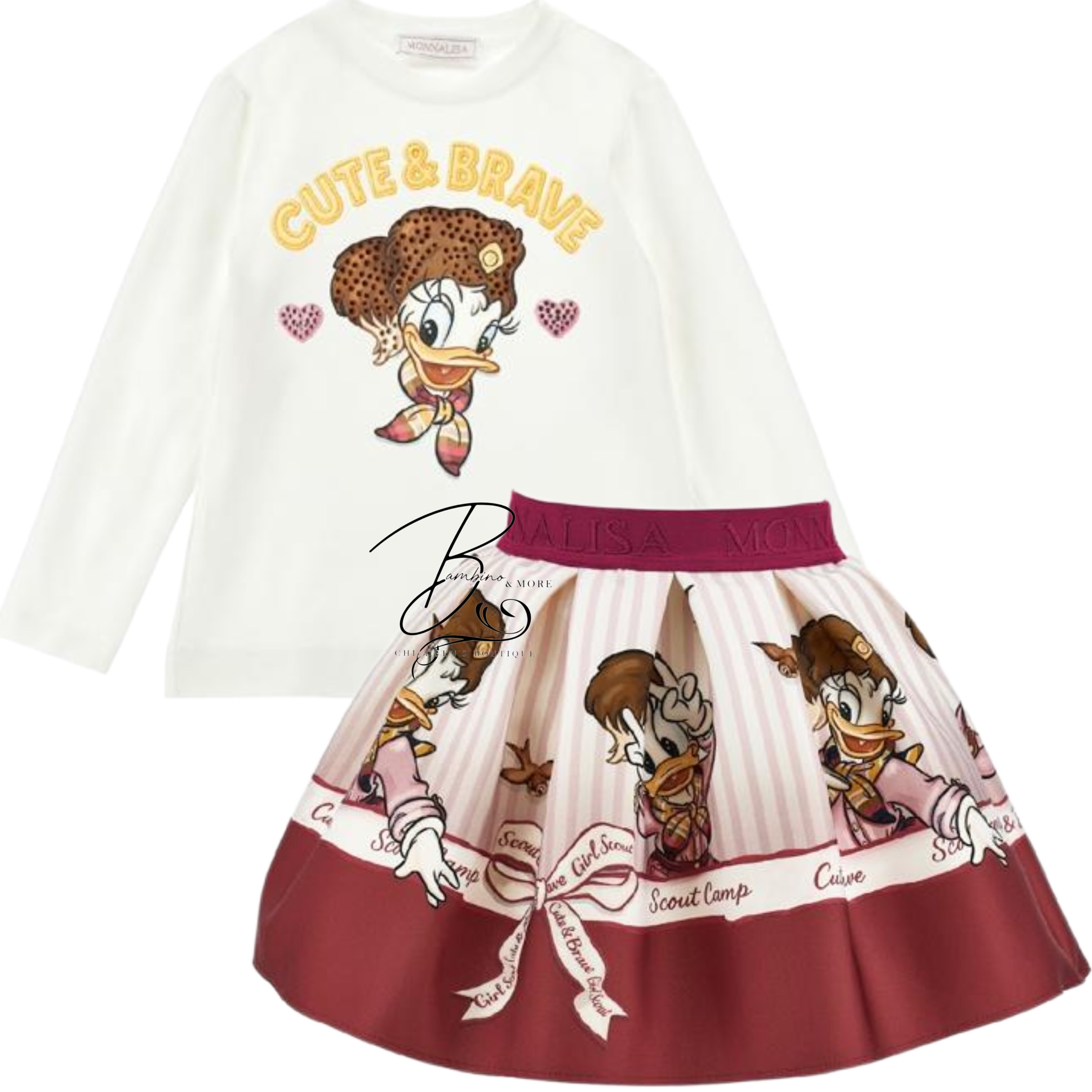 monnalisa girls donald duck skirt set