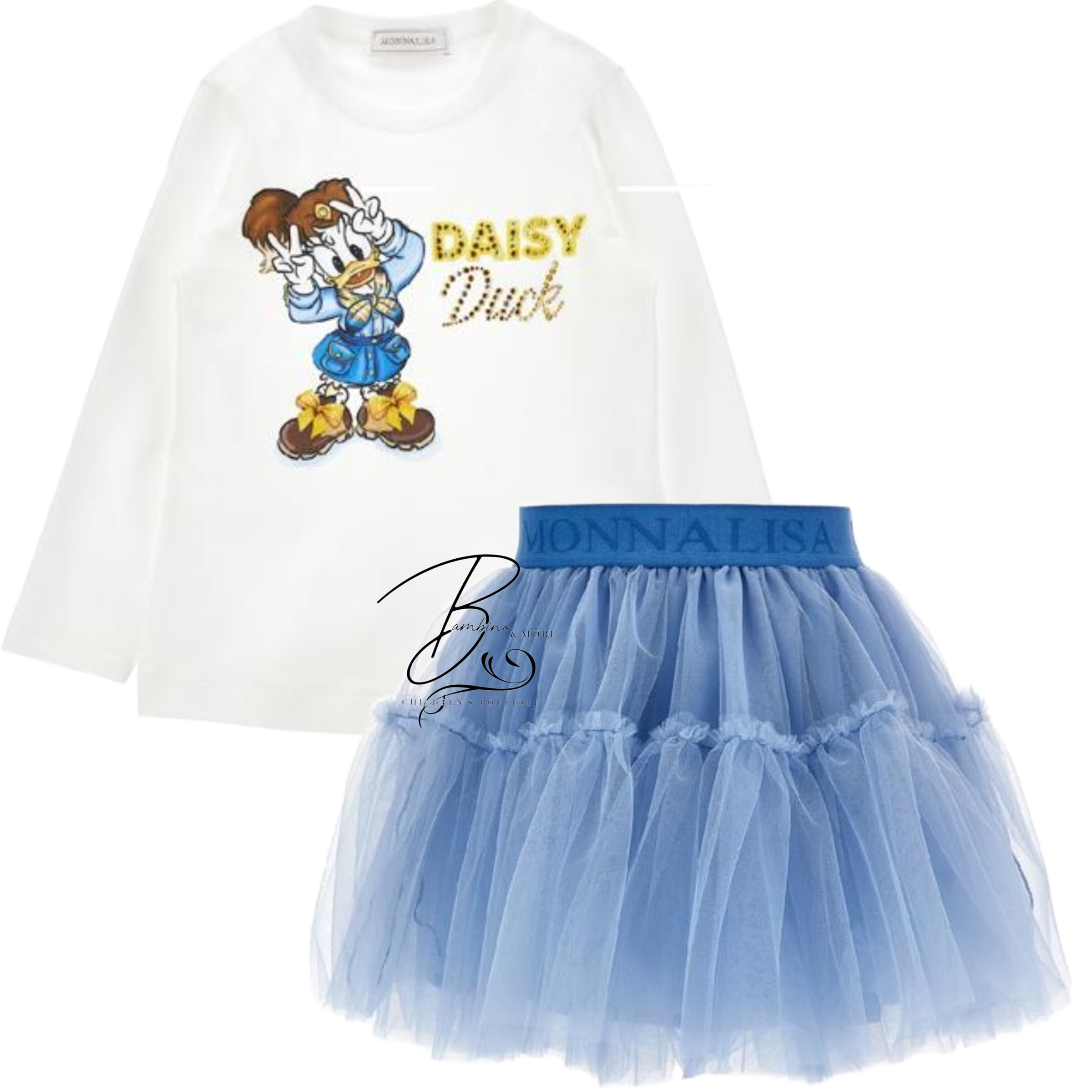 monnalisa girls daisy duck tulle skirt set
