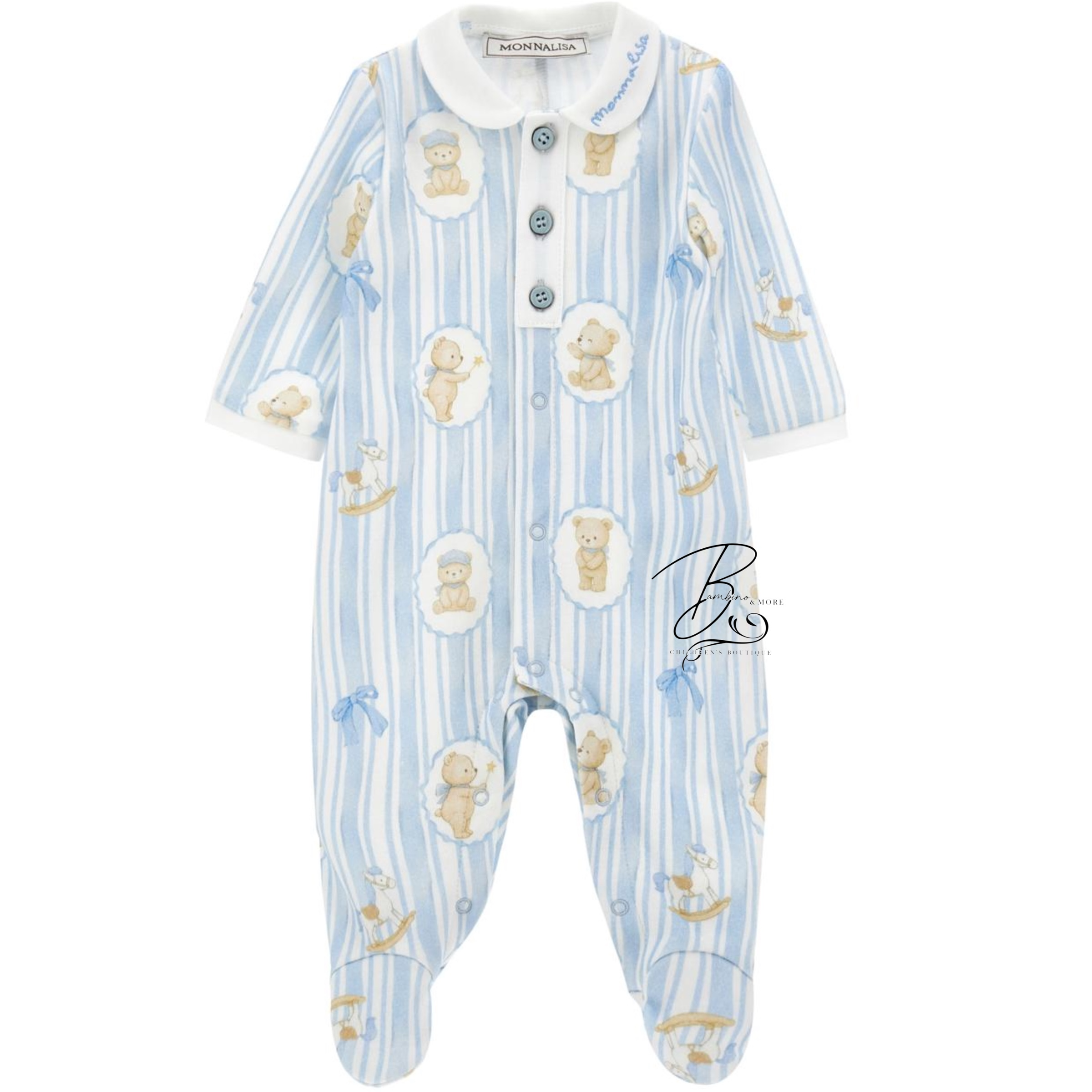 monnalisa baby boys blue babygrow
