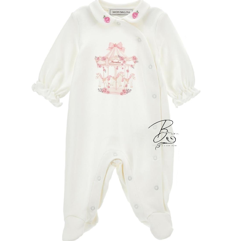 monnalisa baby girls white carousel babygrow