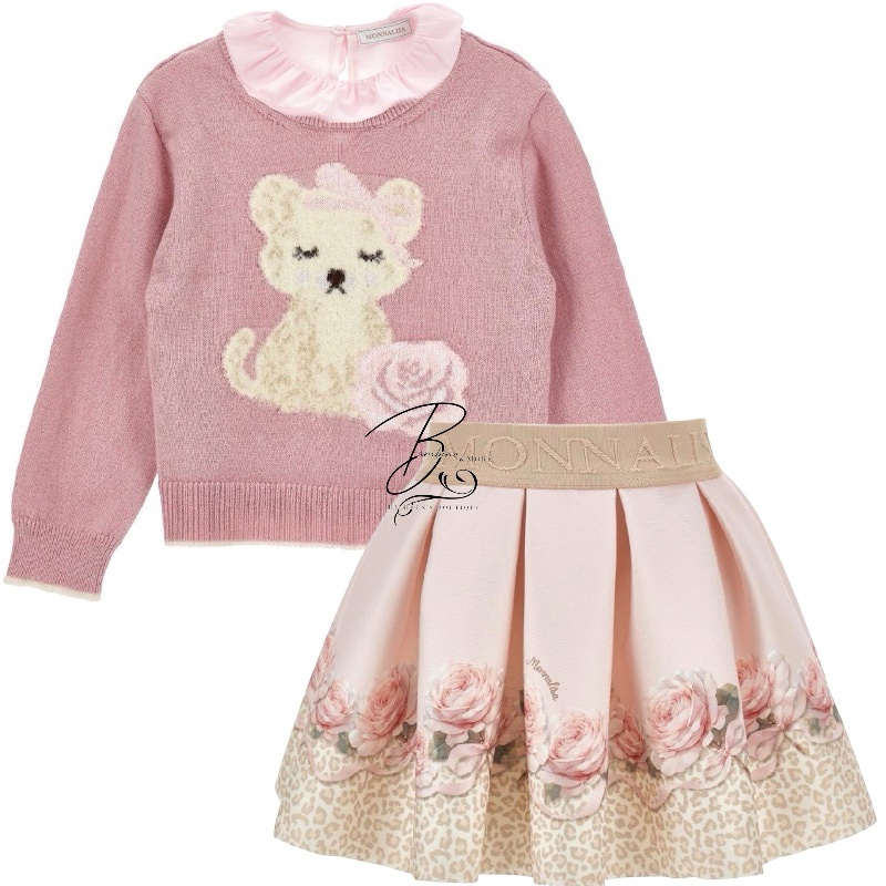 monnalisa girls pink skirt set